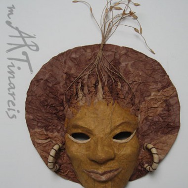 ´Afrika´- dekorative Wandmaske aus Pappmaché