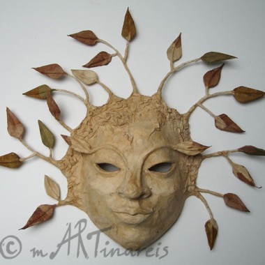 ´Baumgeist´- dekorative Wandmaske aus Pappmaché